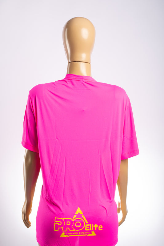 Camiseta baby look manga curta rosa