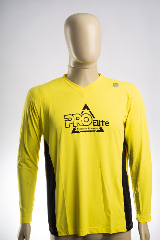 Camiseta masculina manga longa amarela