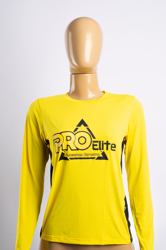 Camiseta baby look manga longa amarela