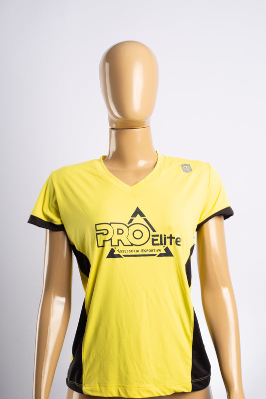 Camiseta baby look manga curta amarela