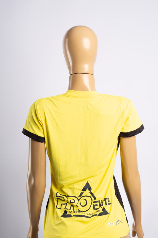 Camiseta baby look manga curta amarela