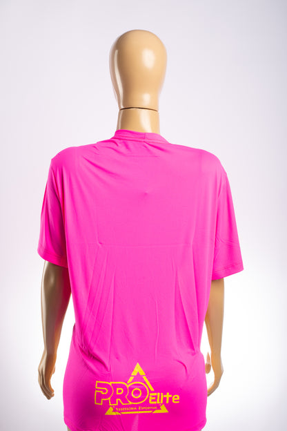 Camiseta baby look manga curta rosa