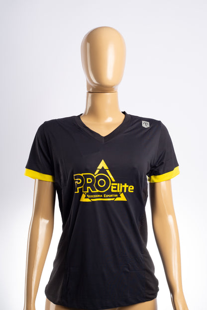 Camiseta baby look manga curta preta