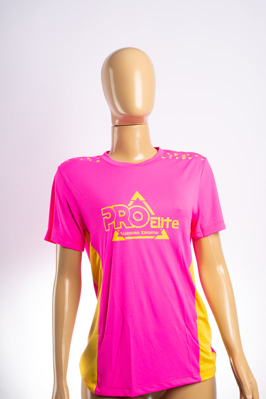 Camiseta baby look manga curta rosa